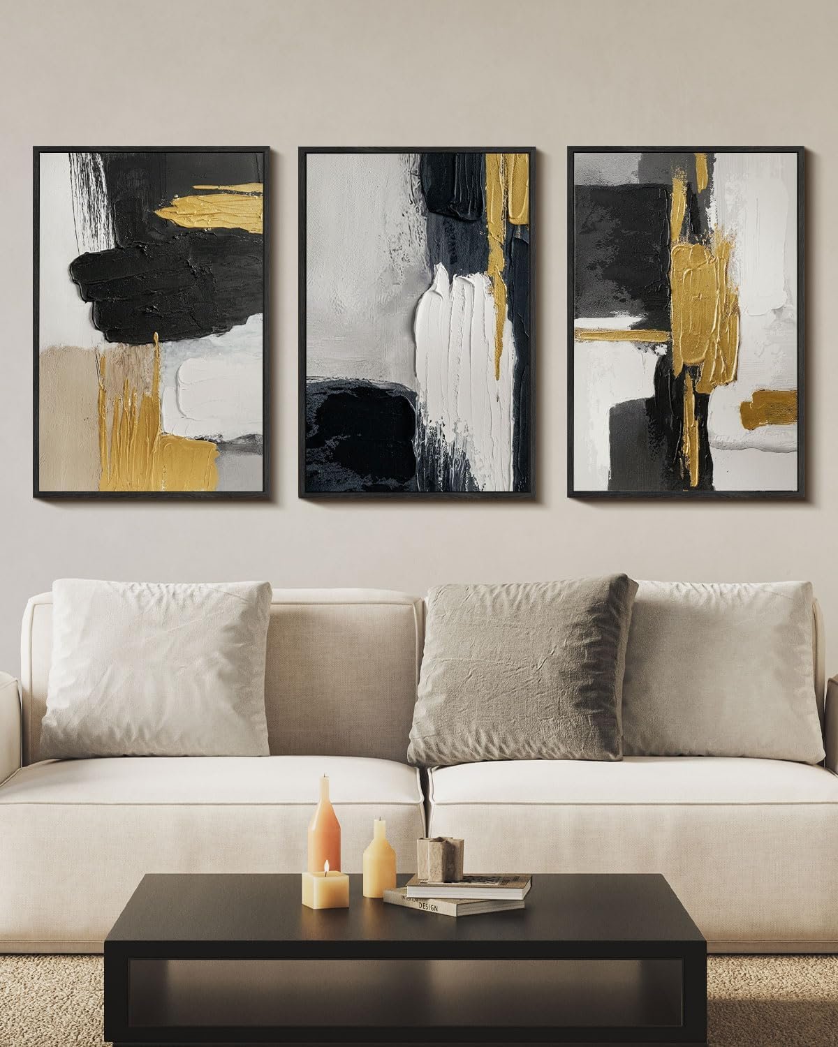 Framed Abstract Luxury Brown and Gold Wall Art for Living Room - Image 3