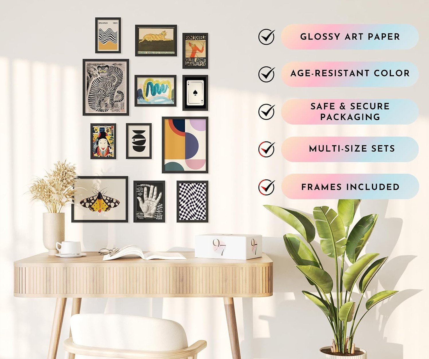 Eclectic Wall Art Prints Unframed, Mid Century Retro Decor for Home Bedroom - Image 3