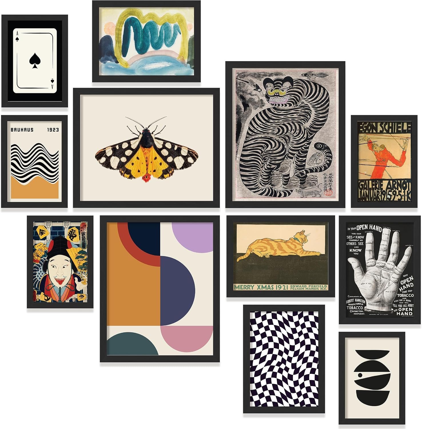 Eclectic Wall Art Prints Unframed, Mid Century Retro Decor for Home Bedroom